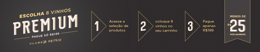 8 Vinhos Premium por R$199,00